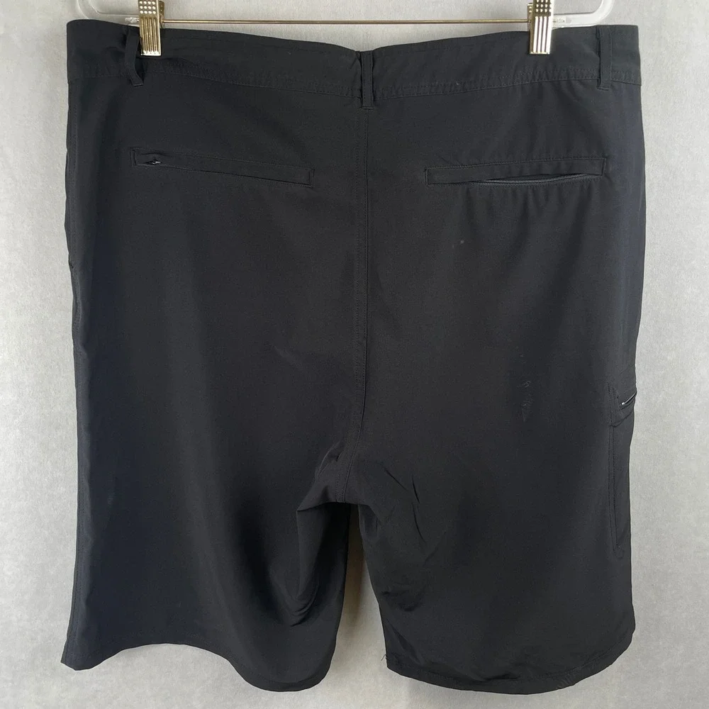 Abbot + Main Mens Performance Cargo Shorts Black Size 38 Zip Pockets Hiking Golf